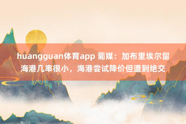 huangguan体育app 葡媒：加布里埃尔留海港几率很小，海港尝试降价但遭到绝交