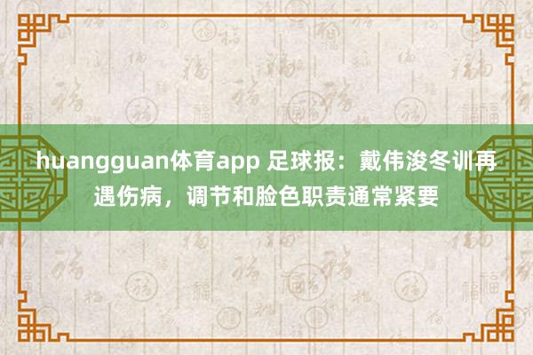 huangguan体育app 足球报：戴伟浚冬训再遇伤病，调节和脸色职责通常紧要