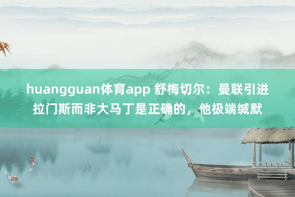 huangguan体育app 舒梅切尔：曼联引进拉门斯而非大马丁是正确的，他极端缄默