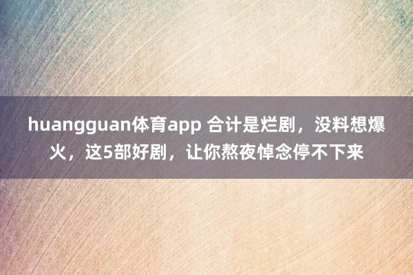 huangguan体育app 合计是烂剧，没料想爆火，这5部好剧，让你熬夜悼念停不下来
