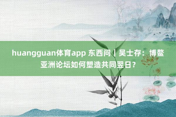 huangguan体育app 东西问｜吴士存：博鳌亚洲论坛如何塑造共同翌日？