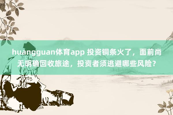 huangguan体育app 投资铜条火了，面前尚无明确回收旅途，投资者须逃避哪些风险？