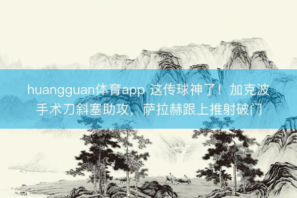 huangguan体育app 这传球神了!加克波手术刀斜塞助攻,萨拉赫跟上推射破门
