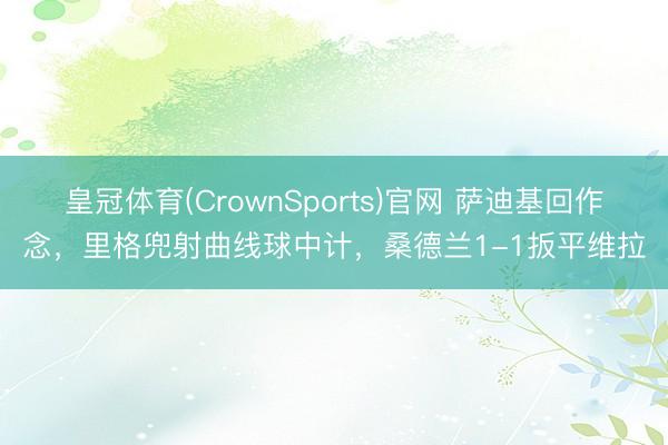 皇冠体育(CrownSports)官网 萨迪基回作念，里格兜射曲线球中计，桑德兰1-1扳平维拉
