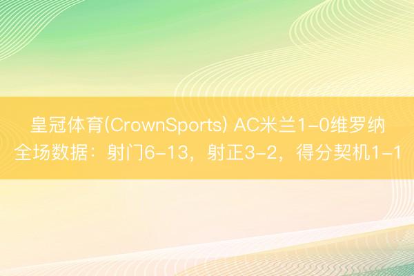 皇冠体育(CrownSports) AC米兰1-0维罗纳全场数据：射门6-13，射正3-2，得分契机1-1