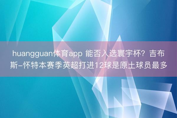 huangguan体育app 能否入选寰宇杯？吉布斯-怀特本赛季英超打进12球是原土球员最多