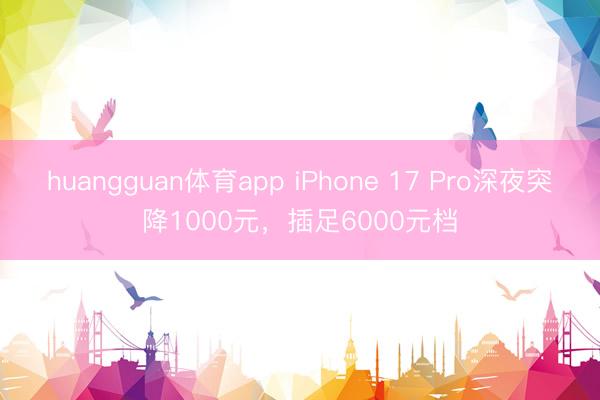 huangguan体育app iPhone 17 Pro深夜突降1000元，插足6000元档