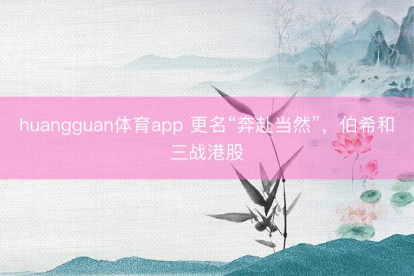 huangguan体育app 更名“奔赴当然”，伯希和三战港股