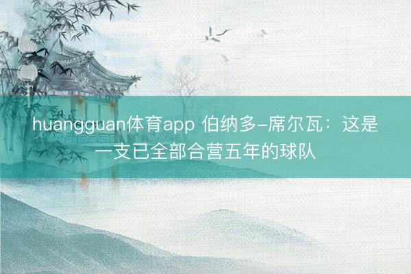huangguan体育app 伯纳多-席尔瓦：这是一支已全部合营五年的球队