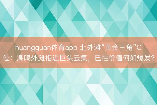 huangguan体育app 北外滩“黄金三角”C位：潮鸣外滩相近巨头云集，已往价值何如爆发？
