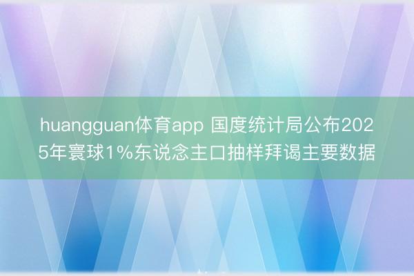 huangguan体育app 国度统计局公布2025年寰球1%东说念主口抽样拜谒主要数据