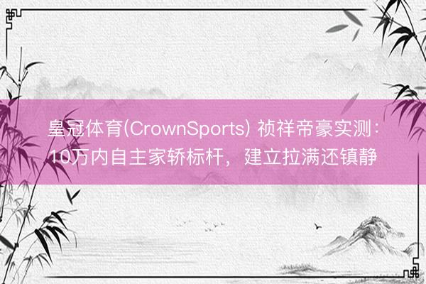 皇冠体育(CrownSports) 祯祥帝豪实测：10万内自主家轿标杆，建立拉满还镇静