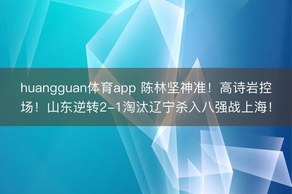 huangguan体育app 陈林坚神准！高诗岩控场！山东逆转2-1淘汰辽宁杀入八强战上海！