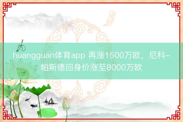 huangguan体育app 再涨1500万欧，尼科-帕斯德回身价涨至8000万欧