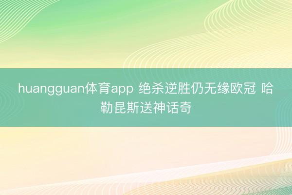 huangguan体育app 绝杀逆胜仍无缘欧冠 哈勒昆斯送神话奇