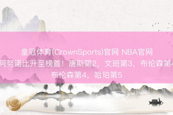 皇冠体育(CrownSports)官网 NBA官网FMVP榜：阿努诺比升至榜首！唐斯第2，文班第3，布伦森第4，哈珀第5