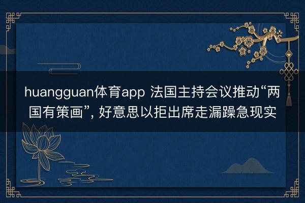 huangguan体育app 法国主持会议推动“两国有策画”， 好意思以拒出席走漏躁急现实