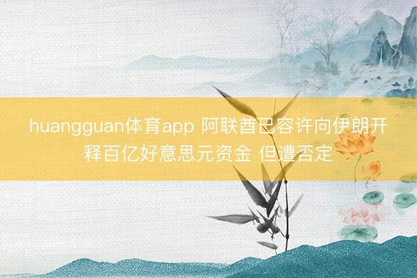 huangguan体育app 阿联酋已容许向伊朗开释百亿好意思元资金 但遭否定