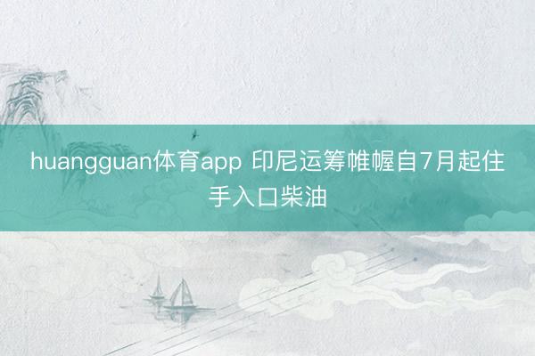 huangguan体育app 印尼运筹帷幄自7月起住手入口柴油