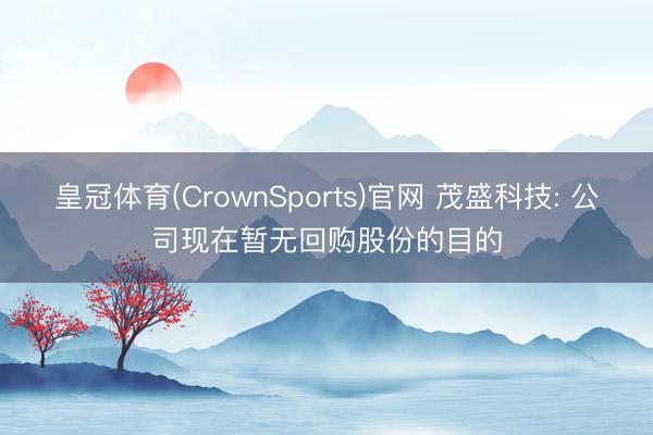 皇冠体育(CrownSports)官网 茂盛科技: 公司现在暂无回购股份的目的